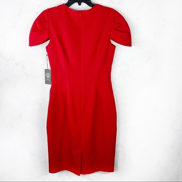 [Vince Camuto] Pleat Cap Sleeve Crepe Sheath Dress - Picture 7 of 12